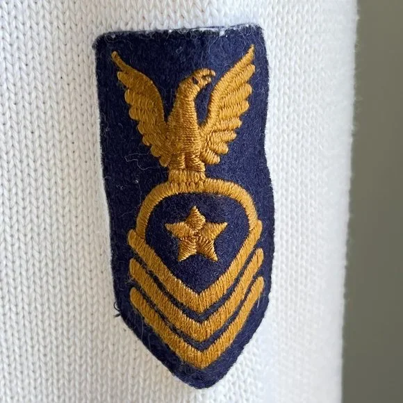 Ralph Lauren Lauren Jeans Co Cream & Navy Military Patch Pullover Sweater Large - Picture 5 of 11